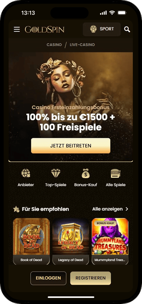 GoldSpin App Homepage